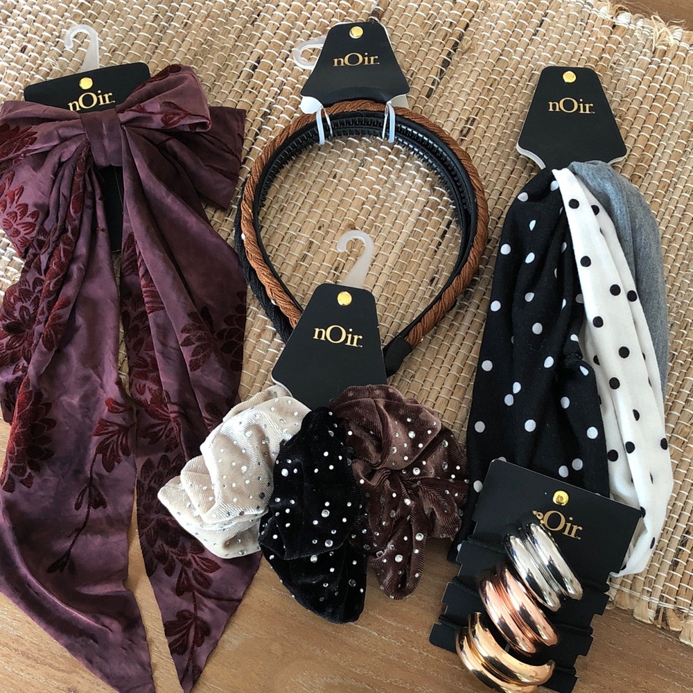 nOir Jewelry Burgundy, Black, White, Brown & Cream Hair Accessory Set